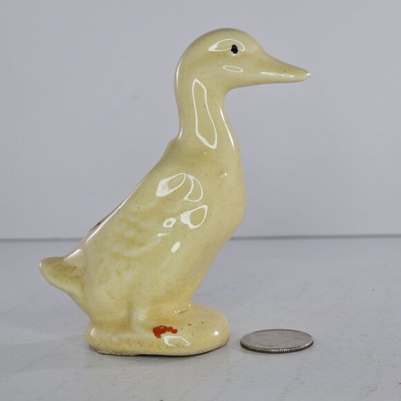 Vintage Ceramic Duck Planter Yellow Glaze Small Retro Decor Mid Century Modern - Picture 8 of 8